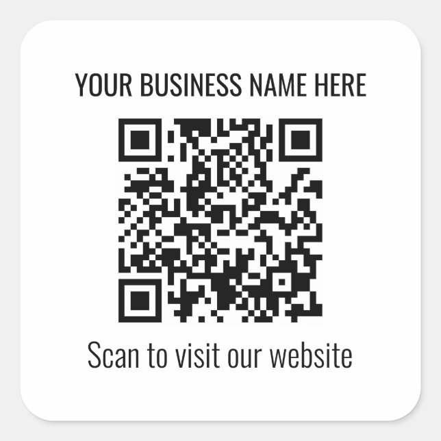 Pegatina cuadrado de código QR moderno simple (Anverso)