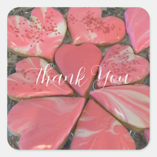 Pegatina cuadrado de cookies con forma de corazón 