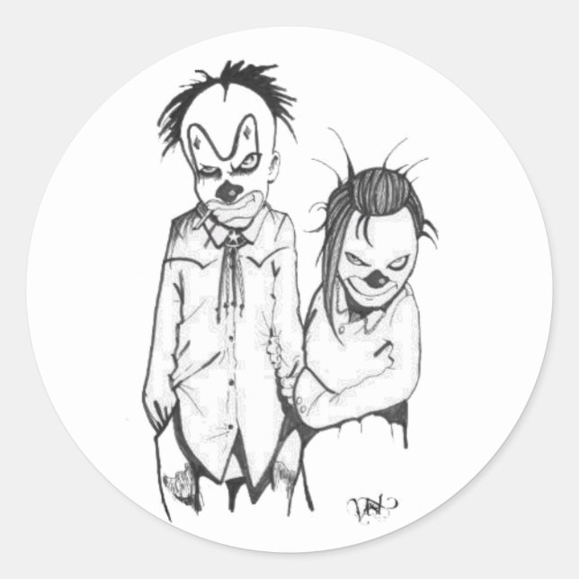 Pegatina cuadrado de dibujo de Mamma y Pappa (Anverso)