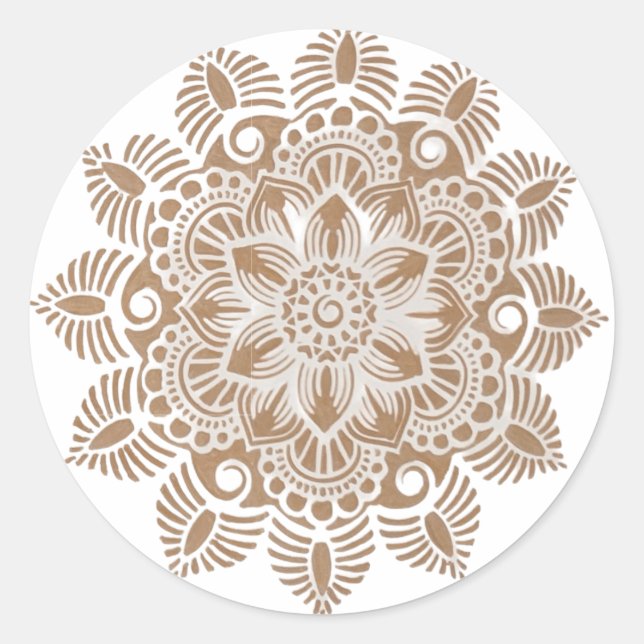 Pegatina cuadrado de diseño floral antiguo (Anverso)