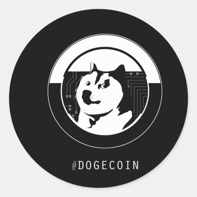 pegatina cuadrado de dogecoin (Anverso)