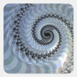 Pegatina cuadrado de elegancia espiral fractal