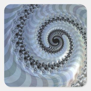 Pegatina cuadrado de elegancia espiral fractal