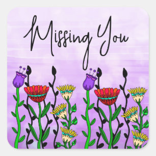 Pegatina cuadrado de flores de Bonito que no apare