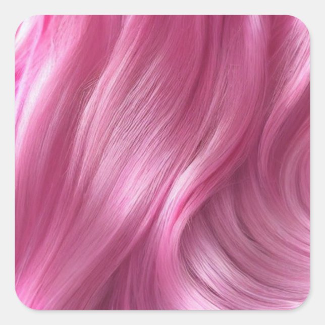 Pegatina cuadrado de fondo del pelo rosado (Anverso)