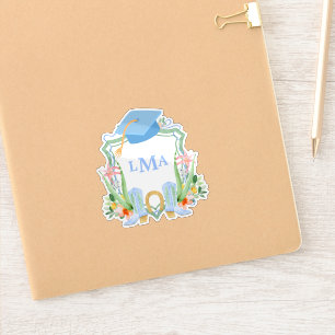 Pegatina Cuadrado de graduación de monograma de preppy Sout