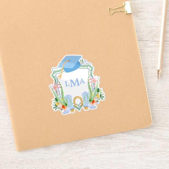 Pegatina Cuadrado de graduación de monograma de preppy Sout (Cuaderno)