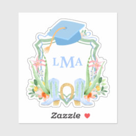 Pegatina Cuadrado de graduación de monograma de preppy Sout