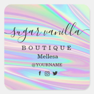 Pegatina cuadrado de Holografía Unicorn