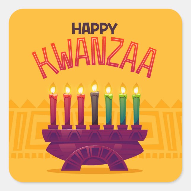 Pegatina cuadrado de Kwanzaa (Anverso)