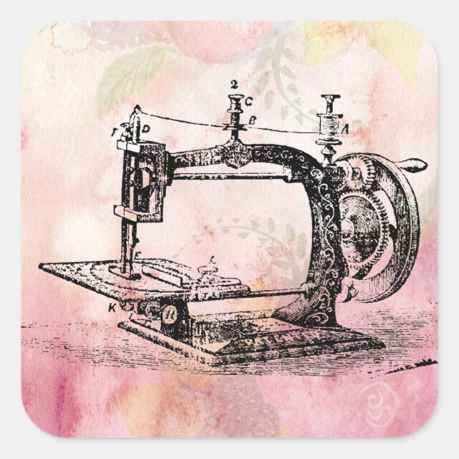 Pegatina cuadrado de la máquina de coser del (Anverso)