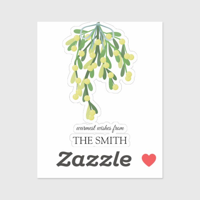 Pegatina cuadrado de la mistletoe verde pastel (Hoja)