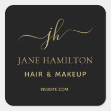 Pegatina cuadrado de logotipo comercial de monogra