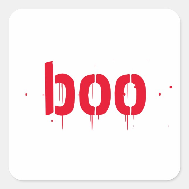 Pegatina cuadrado de miedo sangriento rojo (Anverso)