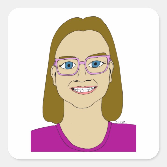 pegatina cuadrado de niñita (Anverso)