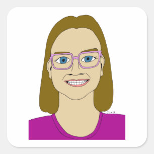 pegatina cuadrado de niñita