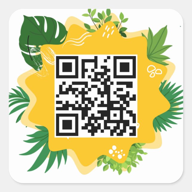 Pegatina cuadrado de plantilla de código QR de per (Anverso)