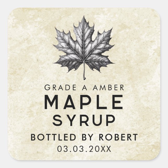 Pegatina cuadrado de recetas caseras de jarabe de  (Anverso)