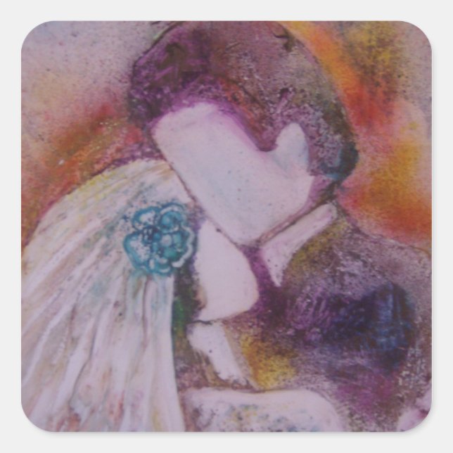 pegatina cuadrado del "Día de la Boda" (Anverso)