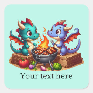 Pegatina cuadrado del dragón de parrilladas de Gua