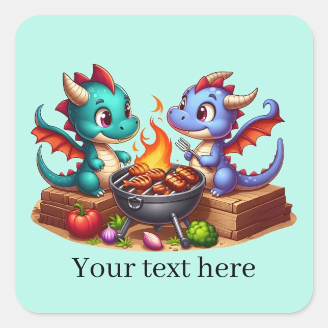 Pegatina cuadrado del dragón de parrilladas de Gua (Anverso)