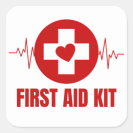 Pegatina cuadrado del kit de ayuda rápida