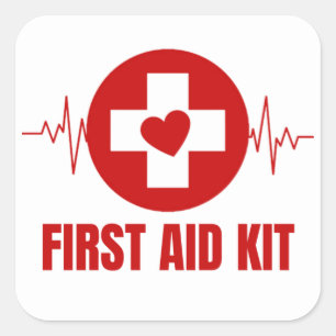 Pegatina cuadrado del kit de ayuda rápida