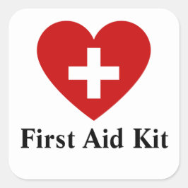 Pegatina cuadrado del kit de primeros auxilios per