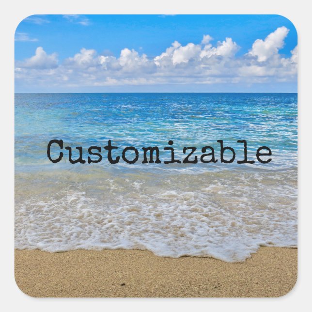 Pegatina cuadrado del océano (Anverso)