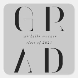 pegatina cuadrado elegante y moderno de graduación