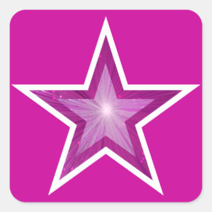 Pegatina cuadrado Estrella rosa rosa