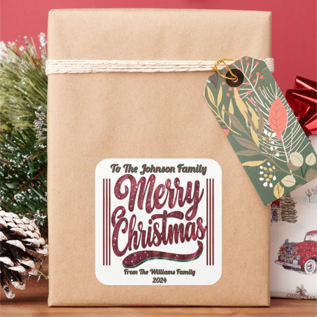 Pegatina cuadrado festivo para Navidades (Vacaciones)