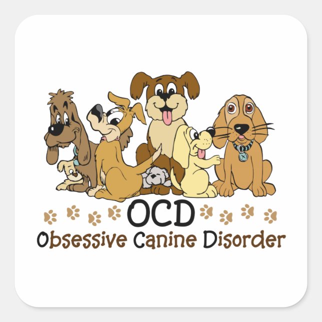 Pegatina cuadrado obsesivo canino de OCD (Anverso)