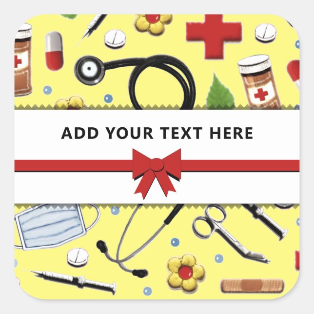 Pegatina cuadrado personalizado de enfermería (Anverso)