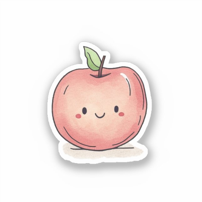 Pegatina Cuadros de color de agua Chibi Apple (Anverso)