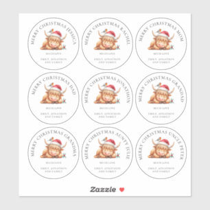 Pegatina Cuadros Highland Cow Nombres individuales Feliz Na