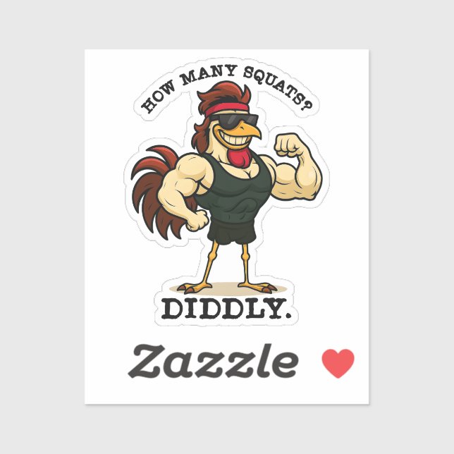 Pegatina ¿Cuántas Sentadillas? Diddly – Funny Rooster Gym (Hoja)
