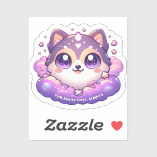 Pegatina Cuatro bebés primer amante de mascotas kawaii viny