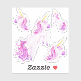Pegatina Cubierta acuática unicornio arte púrpura rosa