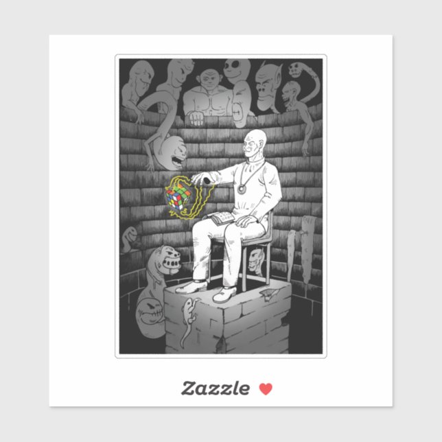 Pegatina Cubo mágico y monstruos (Hoja)