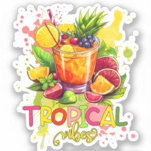 Pegatina Cubos tropicales - Frutas acuáticas de los tubos d