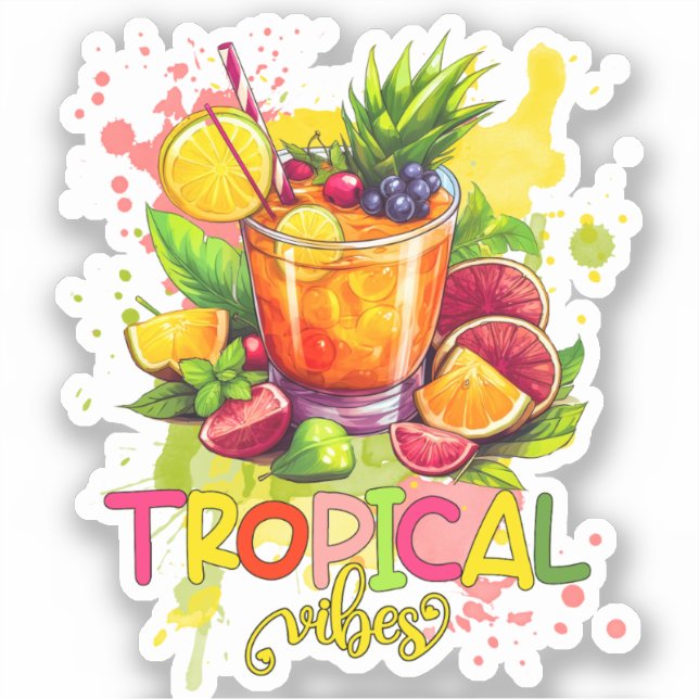Pegatina Cubos tropicales - Frutas acuáticas de los tubos d (Anverso)