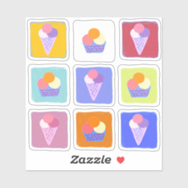 Pegatina Cubos y conos de helados coloridos