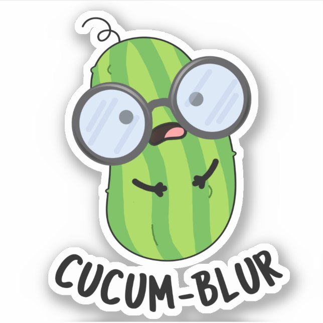 Pegatina Cucum-blur Funny Veggie Cucumber Pun (Anverso)