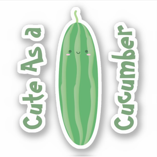 Pegatina Cucumber Funny en Kawaii (Anverso)