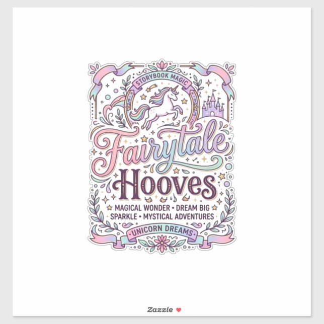 Pegatina Cuento de Hadas de Unicornio Pezuñas Diseño de Mer (Hoja)