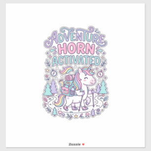 Pegatina Cuerno de Aventura de Unicornio Activado Gráfico P