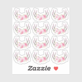 Pegatina Cuerno Floral Rústico Rosa Beige Elegante de 12 Pi