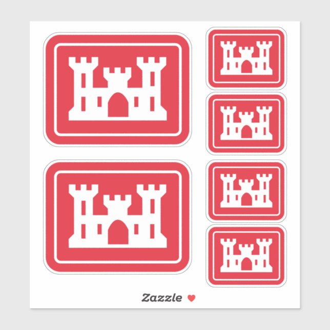 Pegatina Cuerpo de Ingenieros de los Estados Unidos DOD Mil (Hoja)