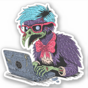 Pegatina Cuervo zombie computadora